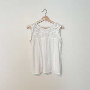 Loft White Eyelet Flutter Sleeve Top